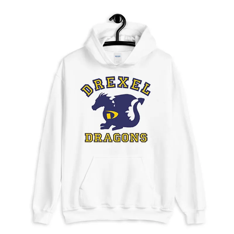 White Hoodie Vintage Dragons Booster Club Drexel Sweatshirt
