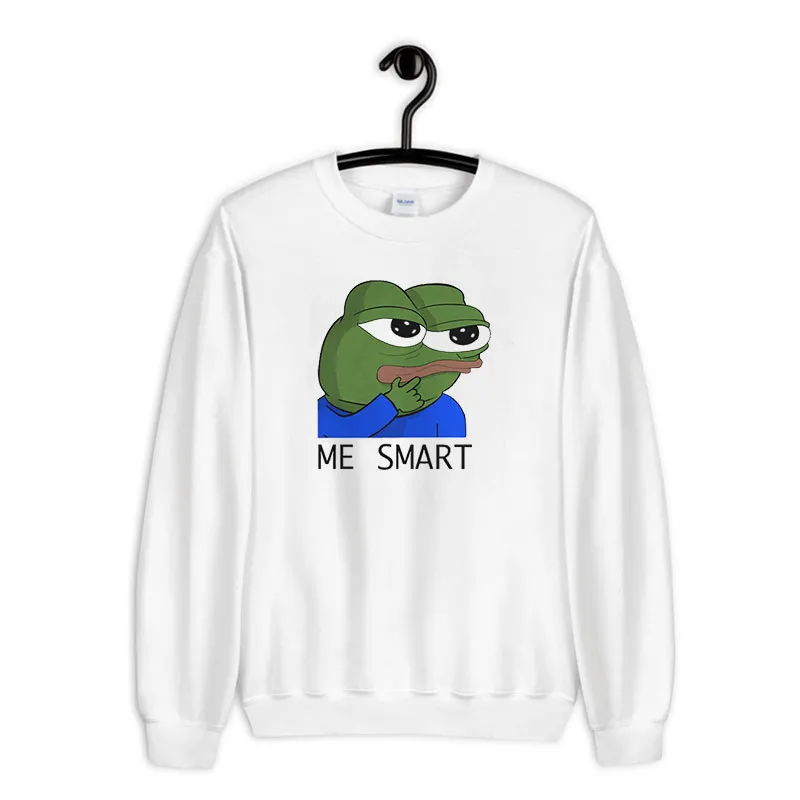 White Sweatshirt Pepe Think Me Smart Shirt
