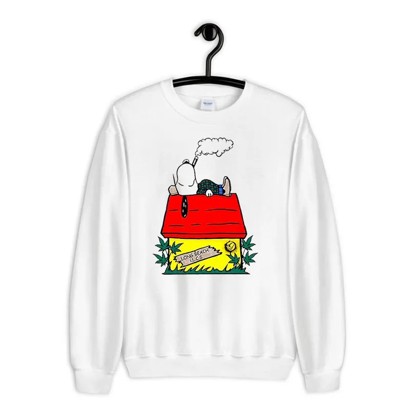 White Sweatshirt Snoopy Smoking Runway Trend Shirt
