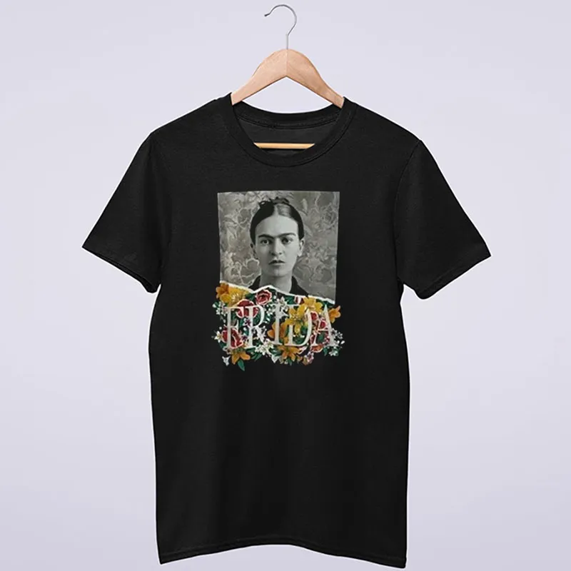 90s Vintage Black Floral Frida Kahlo Shirt