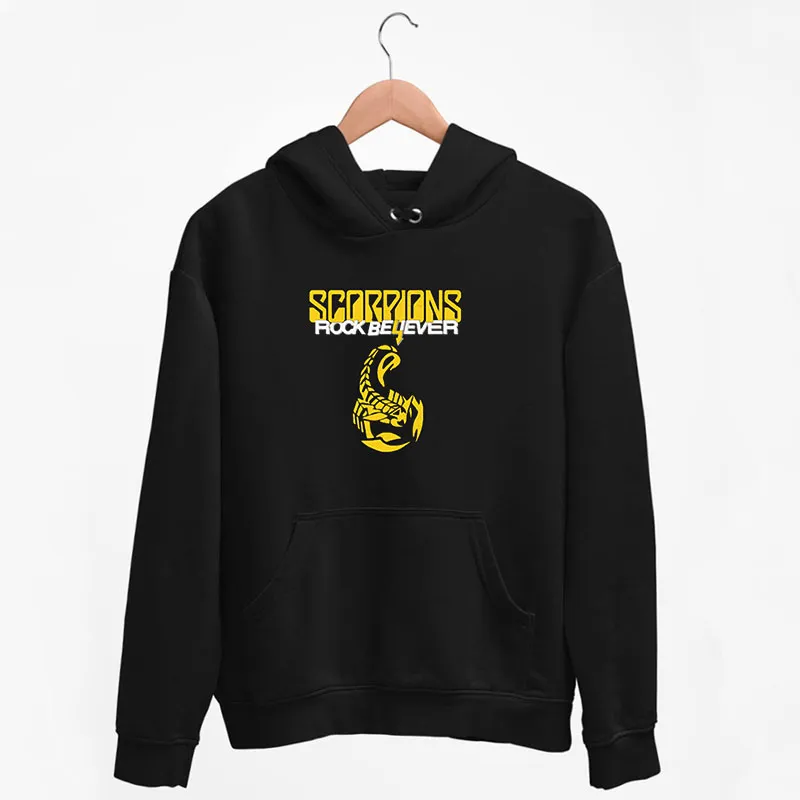 Black Hoodie Retro Rock Believer Scorpions T Shirt
