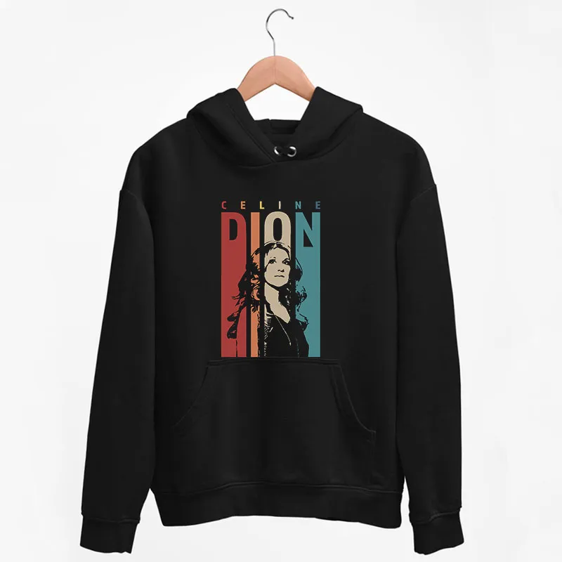 Black Hoodie Retro Vintage Celine Dion T Shirt
