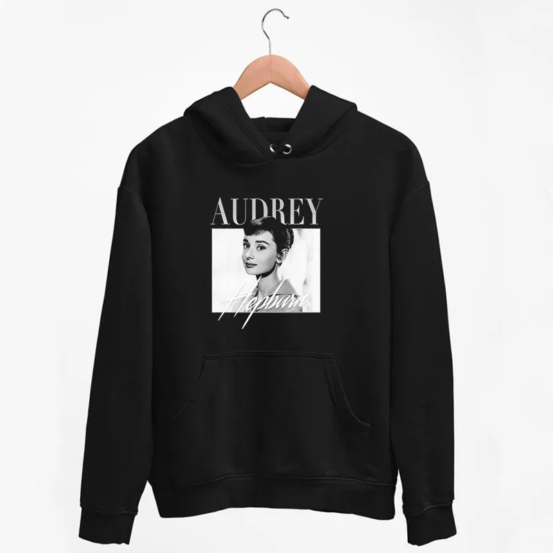 Black Hoodie Vintage Retro Audrey Hepburn T Shirt