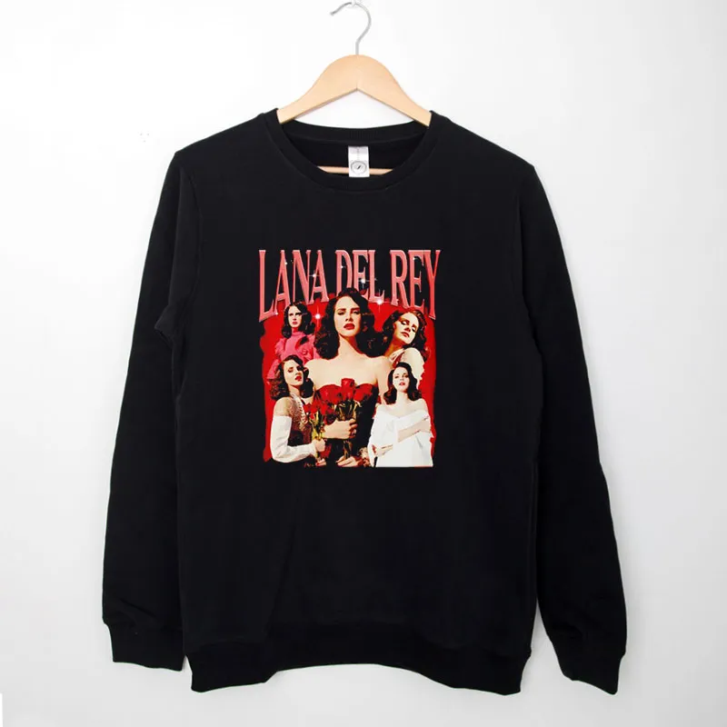 Black Sweatshirt 90s Vintage Flowers Lana Del Rey Shirt