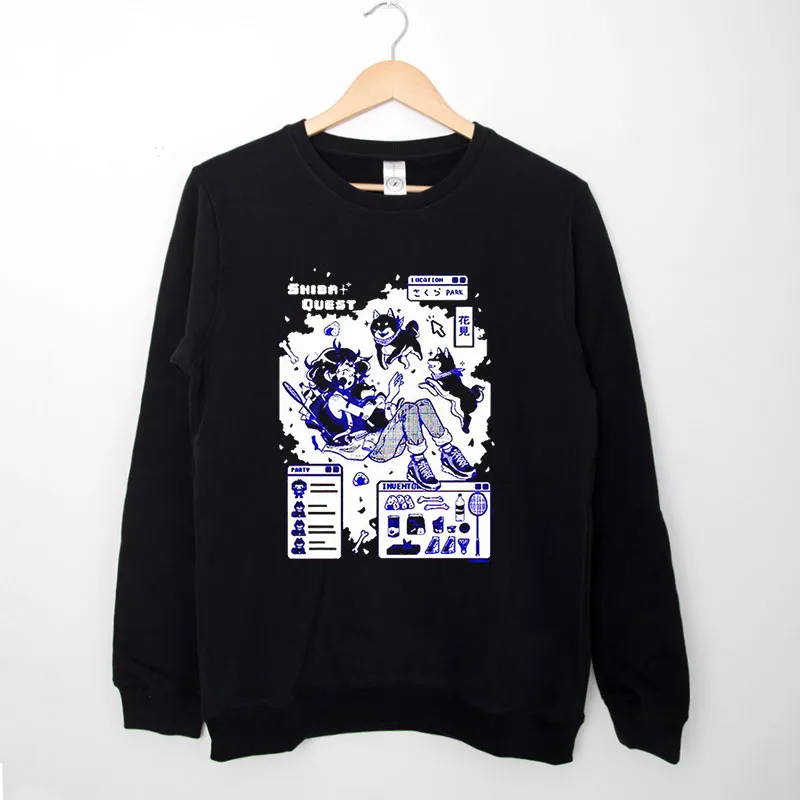 Black Sweatshirt Japanese Anime Shiba Quest Shirt