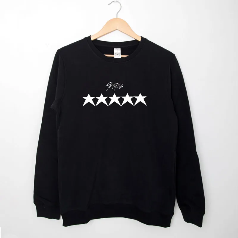Black Sweatshirt Retro Stray Kids 5 Star T Shirt Two Side Print