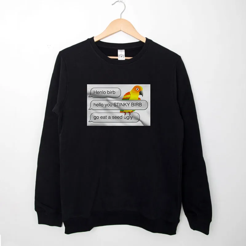 Black Sweatshirt Vintage Inspired Birb Henlo Meme Shirt