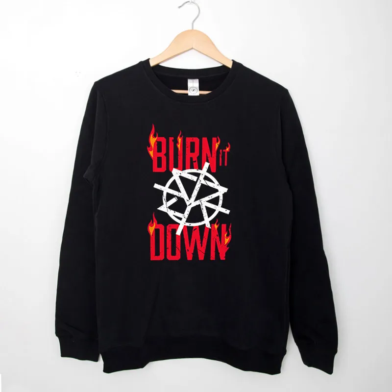 Black Sweatshirt Vintage Inspired Seth Rollins Burn It Down Shirt