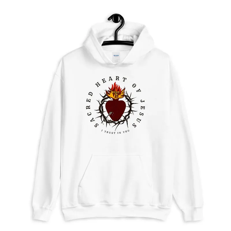 White Hoodie Sacred Heart Of Jesus Catholic T Shirt