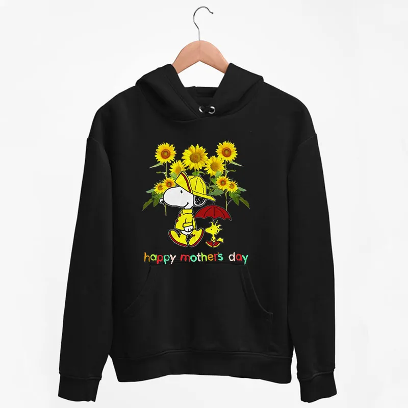 Black Hoodie Charlie Brown Sunflower Happy Mothers Day Snoopy Shirt