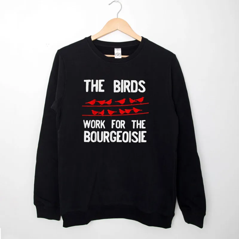 Black Sweatshirt Retro Bird Aren't Real The Birds Work For The Bourgeoisie Hoodie
