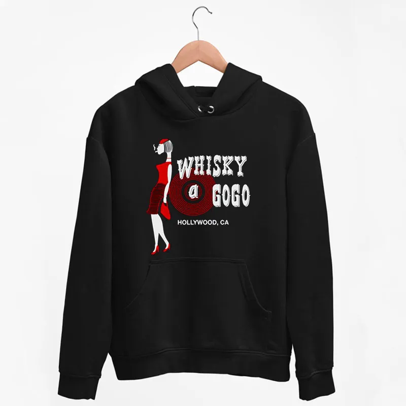Black Hoodie 80s Hollywood California Rock And Roll Whiskey A Gogo Shirt