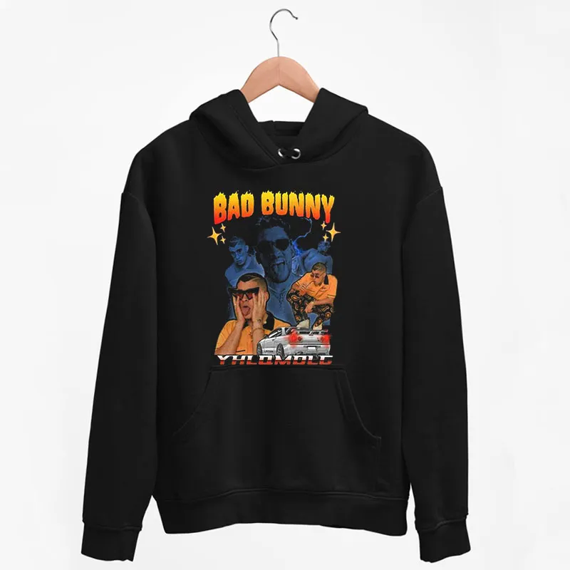 Black Hoodie Retro Vintage Bad Bunny Merch Shirt