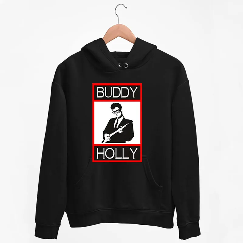 Black Hoodie Vintage Inspired Buddy Holly T Shirt