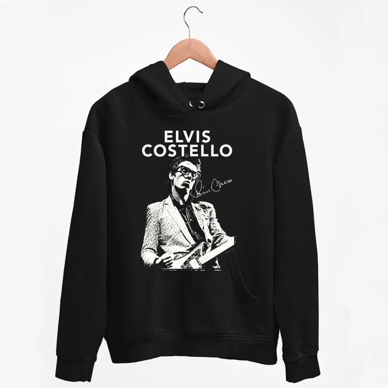 Black Hoodie Vintage With Guitar Elvis Costello T Shirt