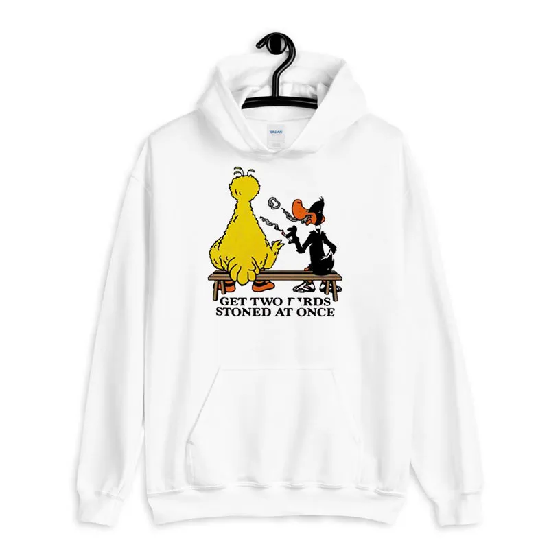 White Hoodie Funny Two Birds Stoned At Once Shirt