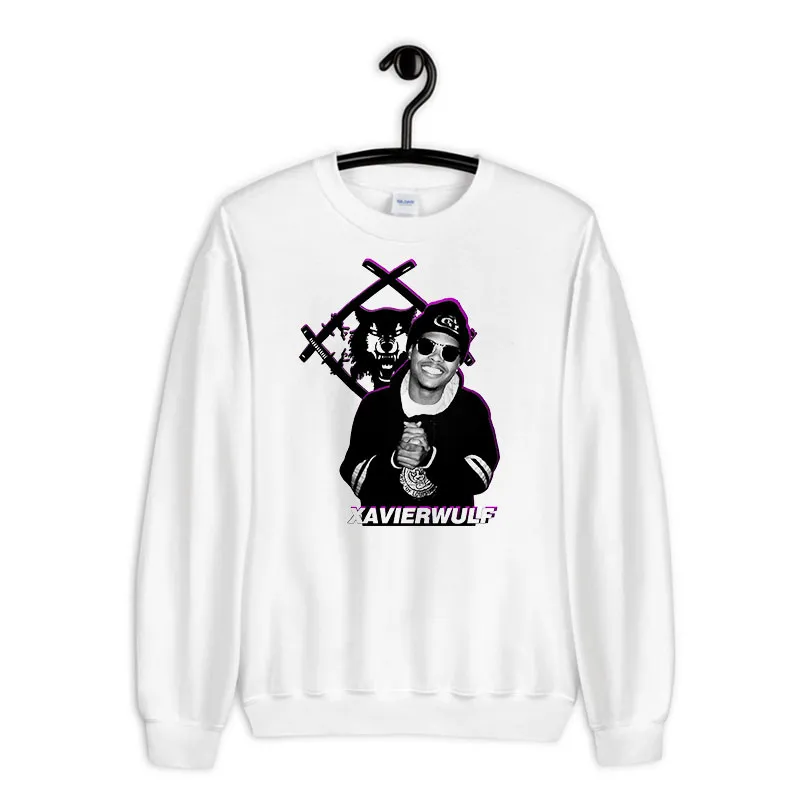White Sweatshirt Retro Rapper Hip Hop Xavier Wulf Merch Shirt