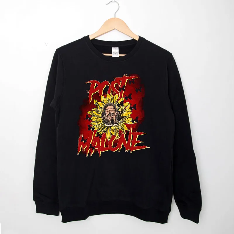 Black Sweatshirt Peace Love Post Malone Sunflower Shirt