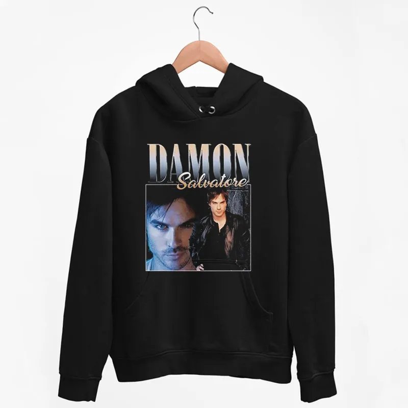 Black Hoodie 90s Vintage Damon Salvatore The Vampire Diaries Shirt