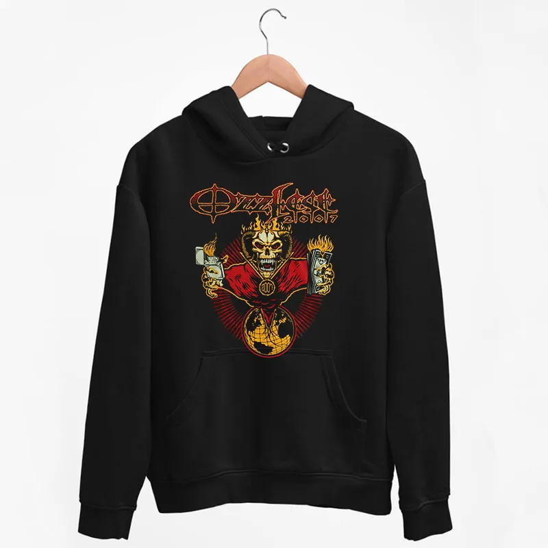 Black Hoodie Retro Skull Money To Burn Ozzfest T Shirt
