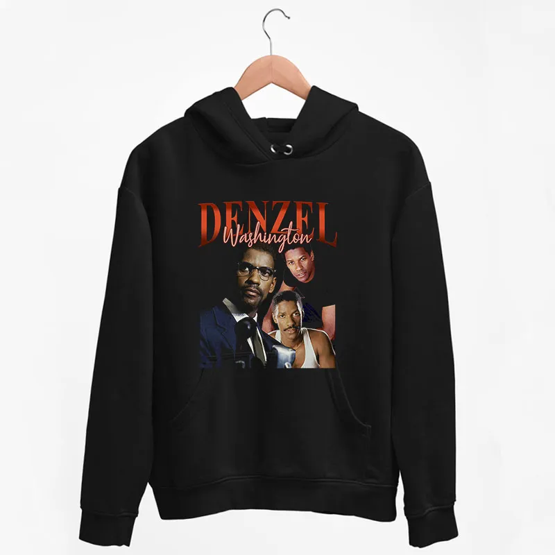 Black Hoodie Retro Vintage Denzel Washington Shirt