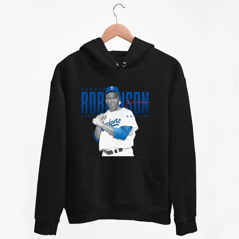 Black Hoodie Vintage Baseball Jackie Robinson Sweatshirt