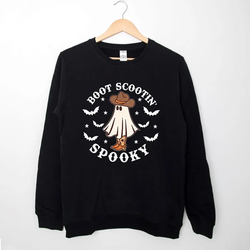 Black Sweatshirt Cowboy Ghost Boot Scootin Spooky Shirt