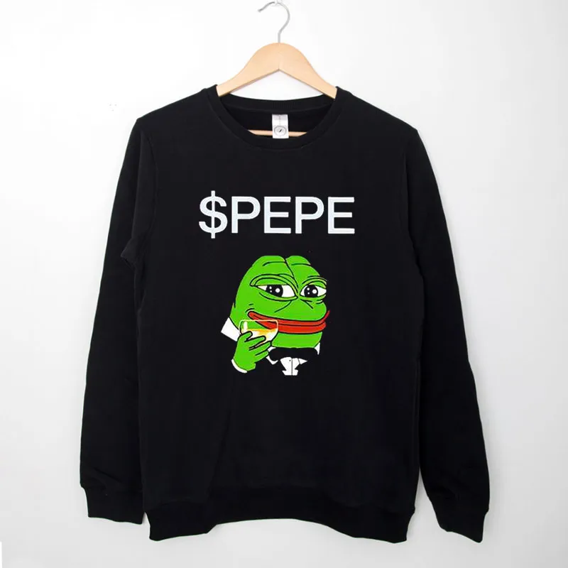 Black Sweatshirt Funny Wine Pepe Drinking Shirt