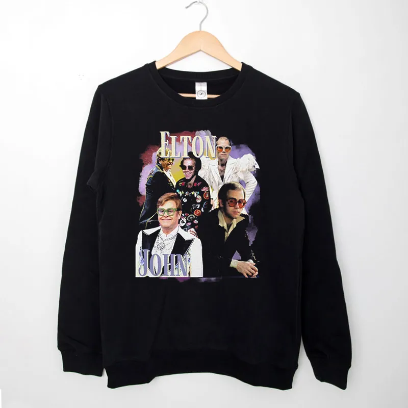 Black Sweatshirt Pop Soft Rock Music Elton John Shirt Vintage