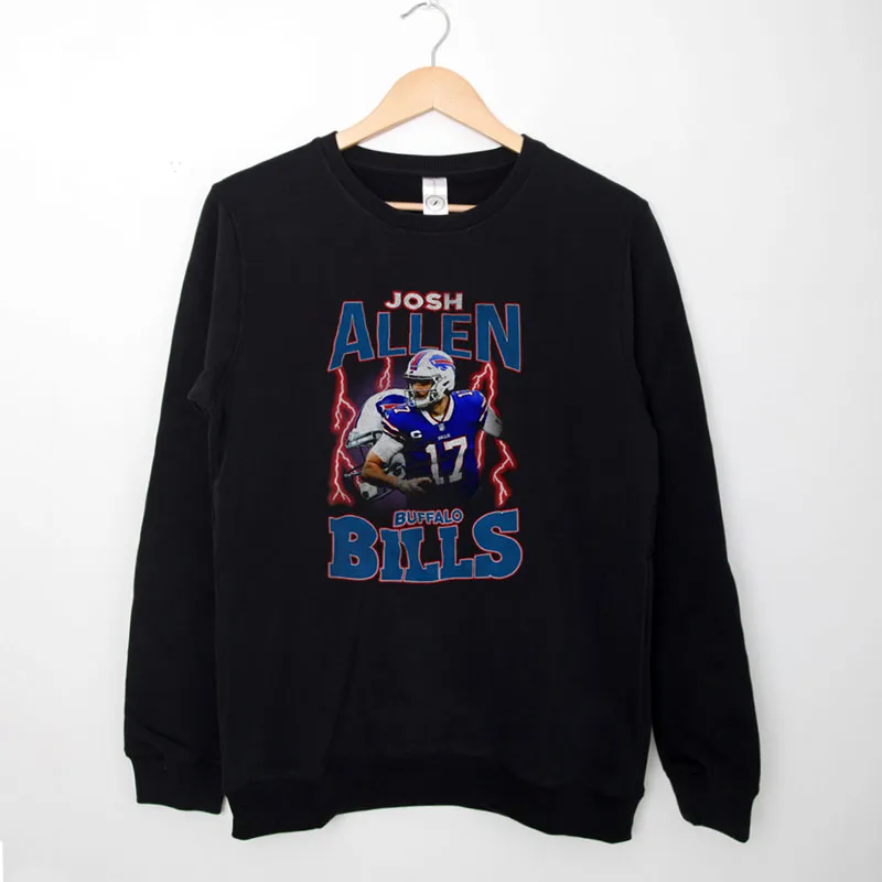 Black Sweatshirt Retro Vintage Buffalo Football Josh Allen Hoodie