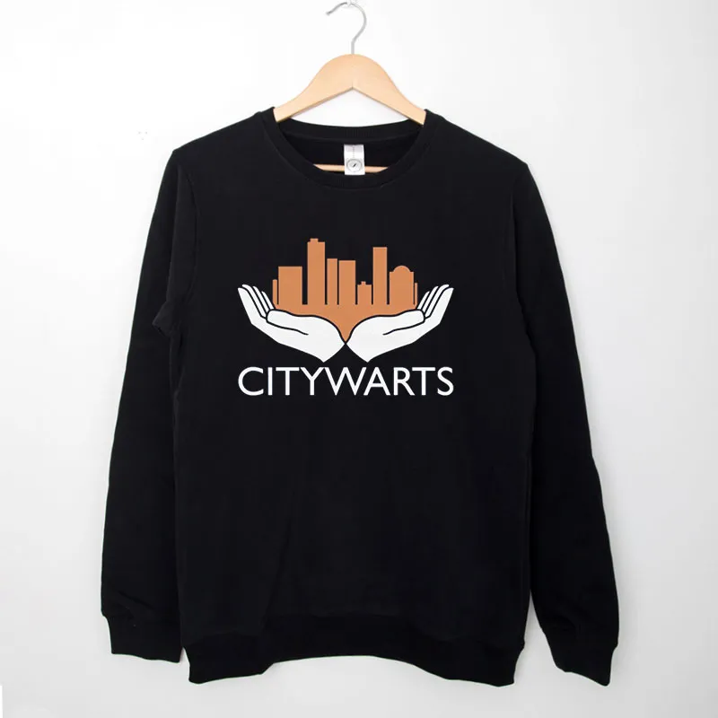 Black Sweatshirt Retro Vintage City Warts T Shirt