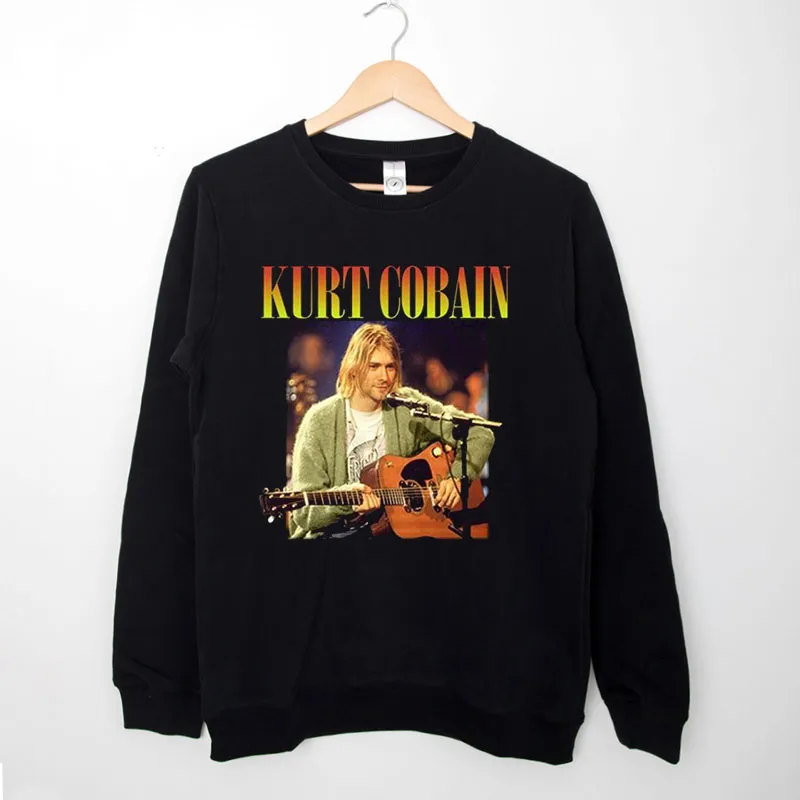 Black Sweatshirt Retro Vintage Guitarist Kurt Cobain Hoodie