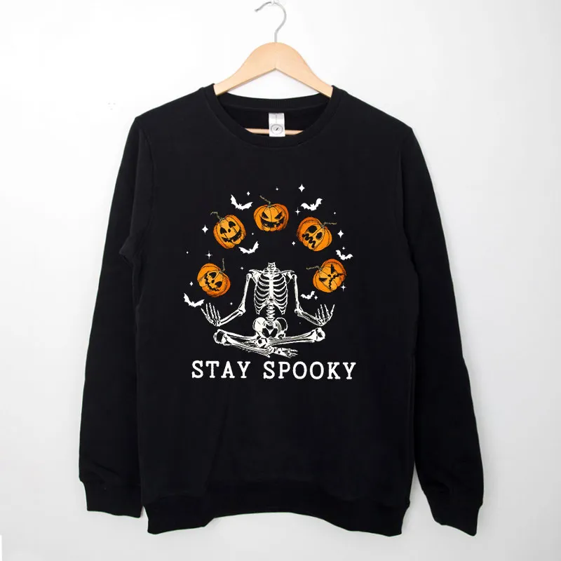 Black Sweatshirt Spooky Season Skeleton Pumpkin Halloween Sweatshirt
