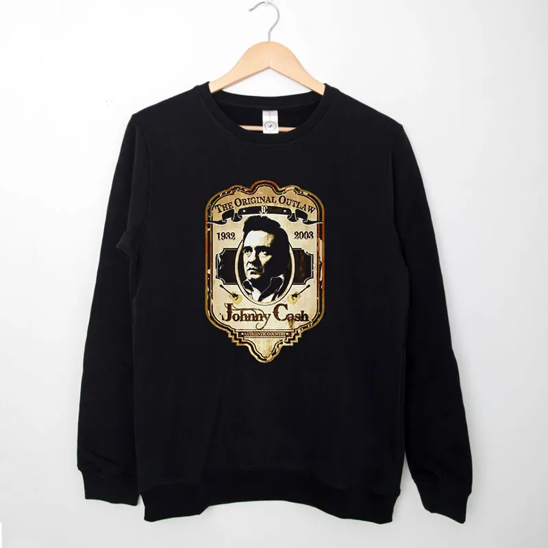 Black Sweatshirt The Original Outlaw Johnny Cash Hoodie