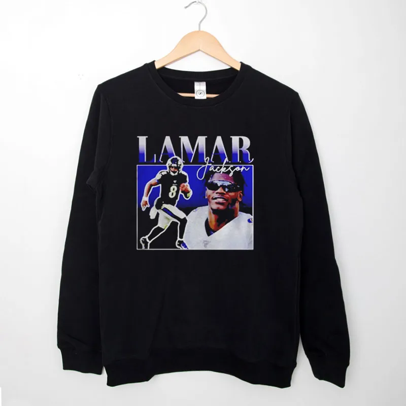 Black Sweatshirt Vintage Baltimore Ravens Lamar Jackson Hoodie