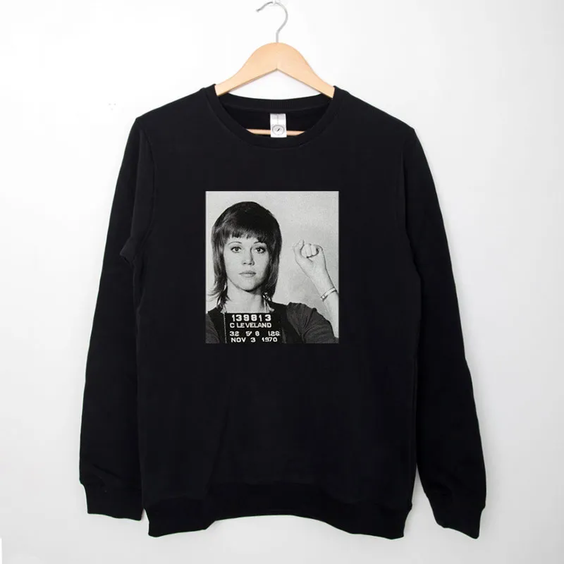 Black Sweatshirt Vintage Jane Fonda Mugshot Shirt
