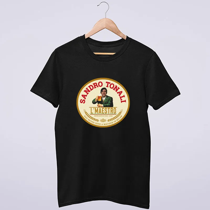 Black T Shirt Italian Maestro Moretti Logo Sandro Tonali T Shirt