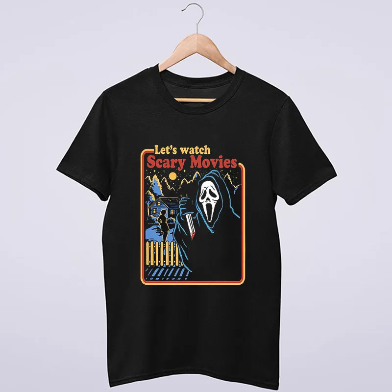 Black T Shirt Let's Watch Scary Movies Halloween Sweatshirt