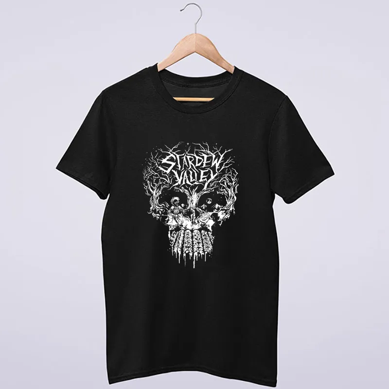Black T Shirt Retro Vintage Skull Stardw Valley Shirt