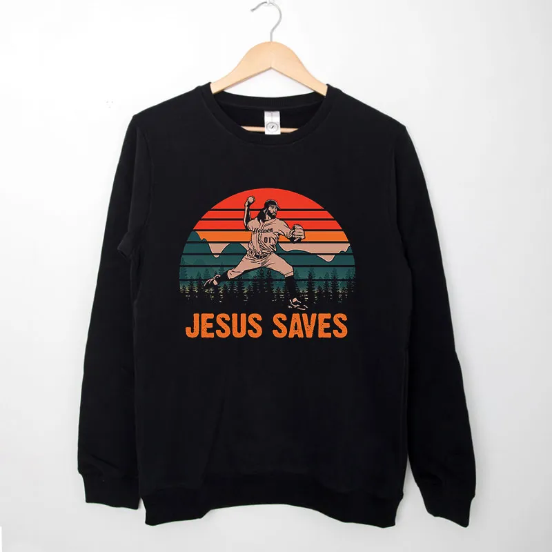 Funny Baseball Jesus Saves Sweatshirt