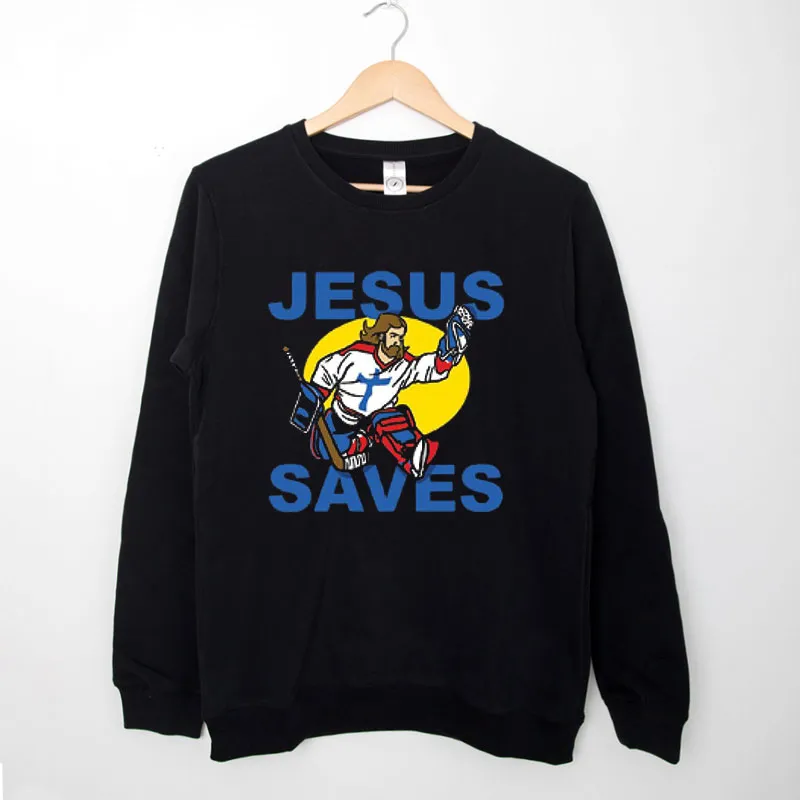 Funny Hockey Jesus Saves Sweatshirt