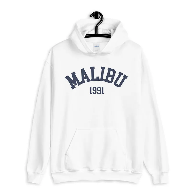 White Hoodie 1991 Vintage Inspired Malibu Sweatshirt