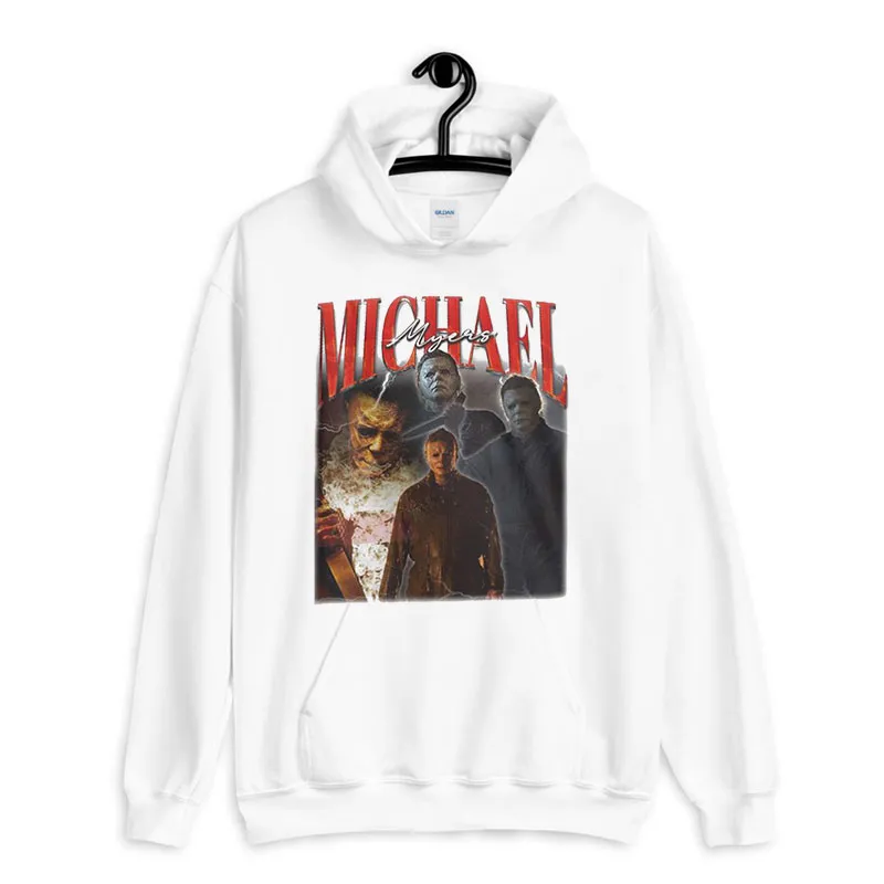 White Hoodie Retro Vintage Michael Myers Shirt