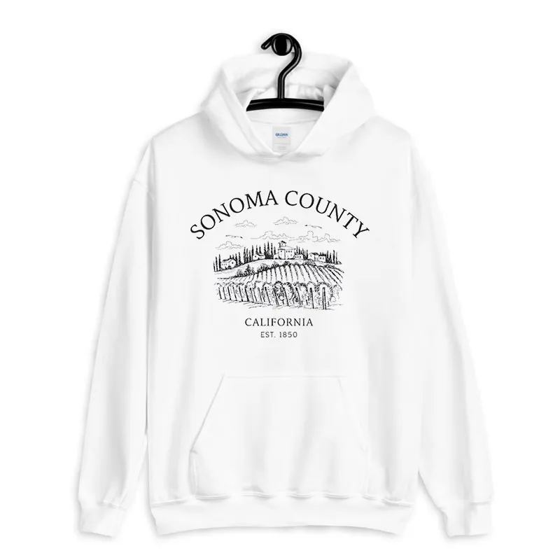 White Hoodie Sonoma County California Wineries Shirt