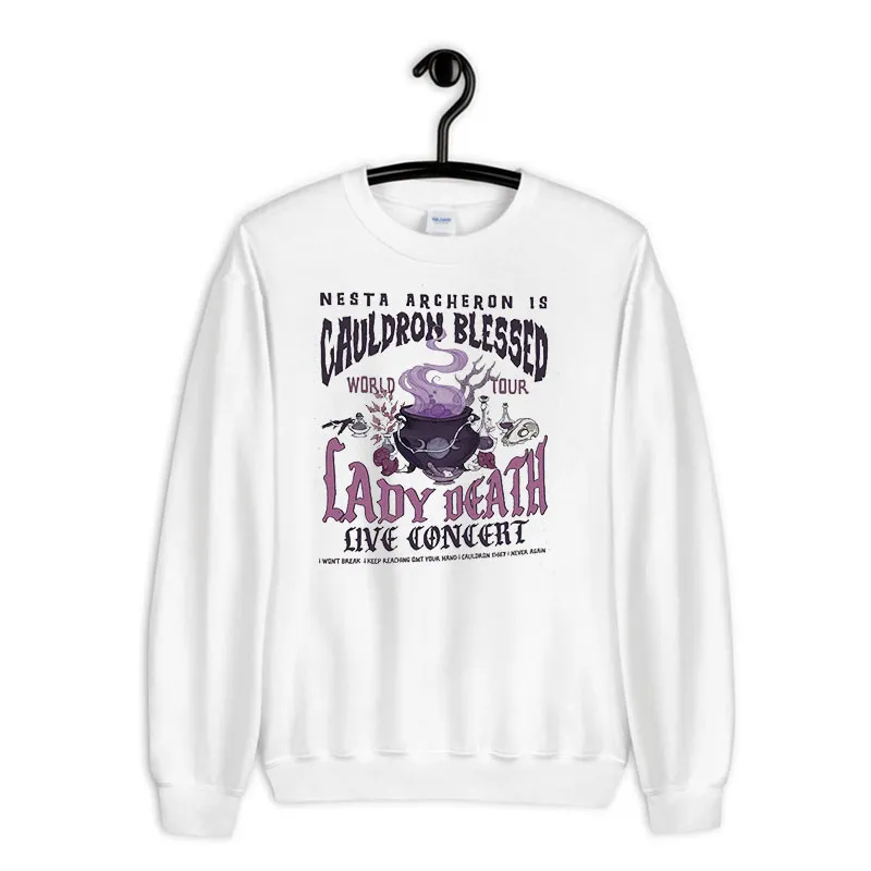 White Sweatshirt Nesta Archeron Cauldron Blessed Lady Death Band Shirt