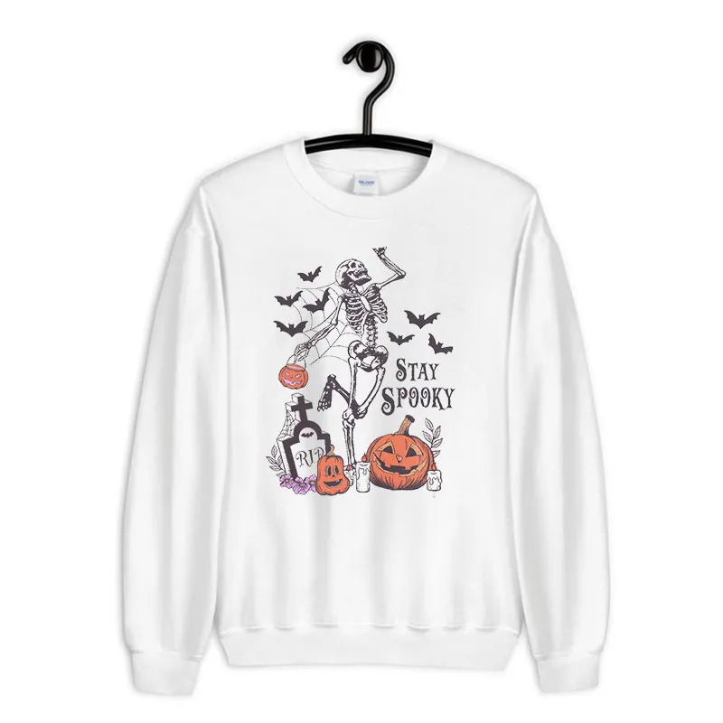 White Sweatshirt Skeleton Halloween Witch Stay Spooky T Shirt