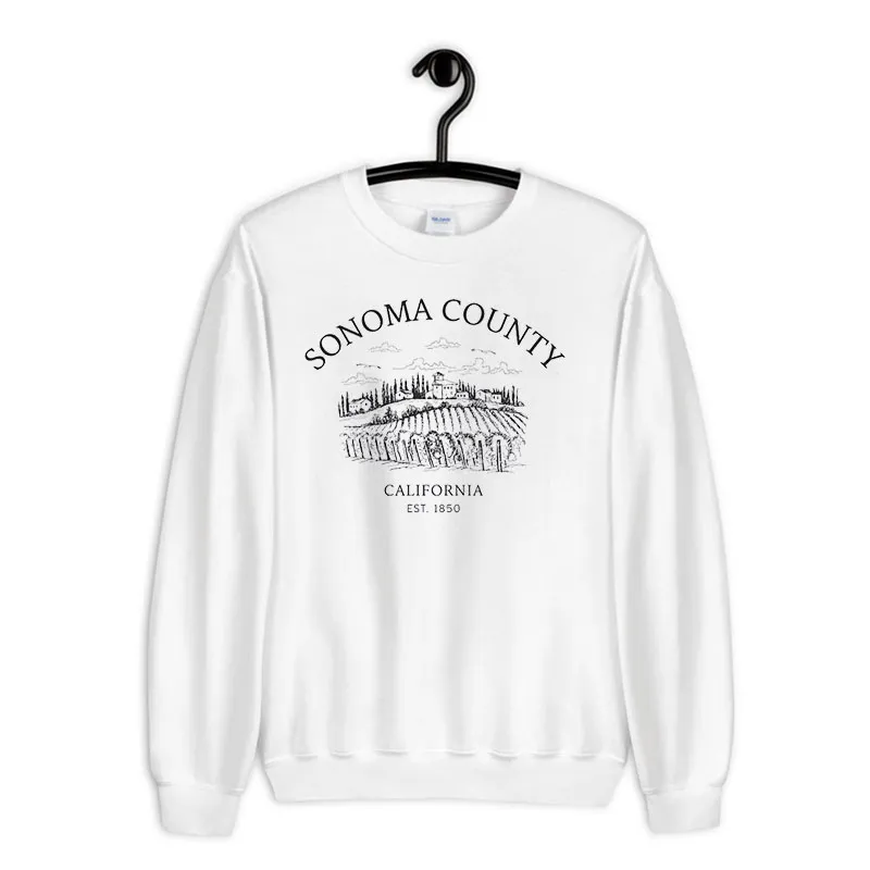 White Sweatshirt Sonoma County California Wineries Shirt
