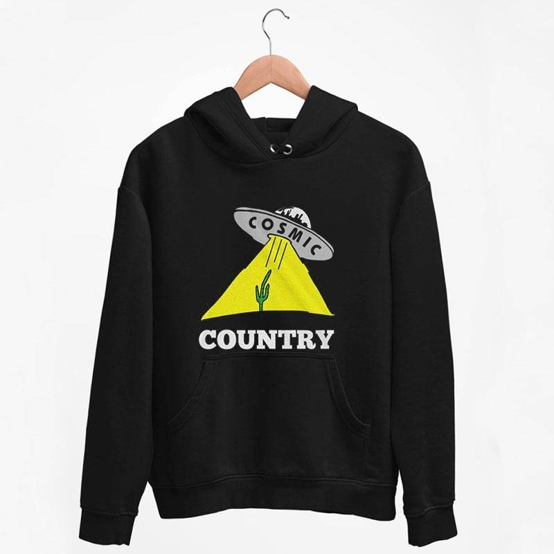 Black Hoodie Cactus Space Ship Cosmic Country T Shirt