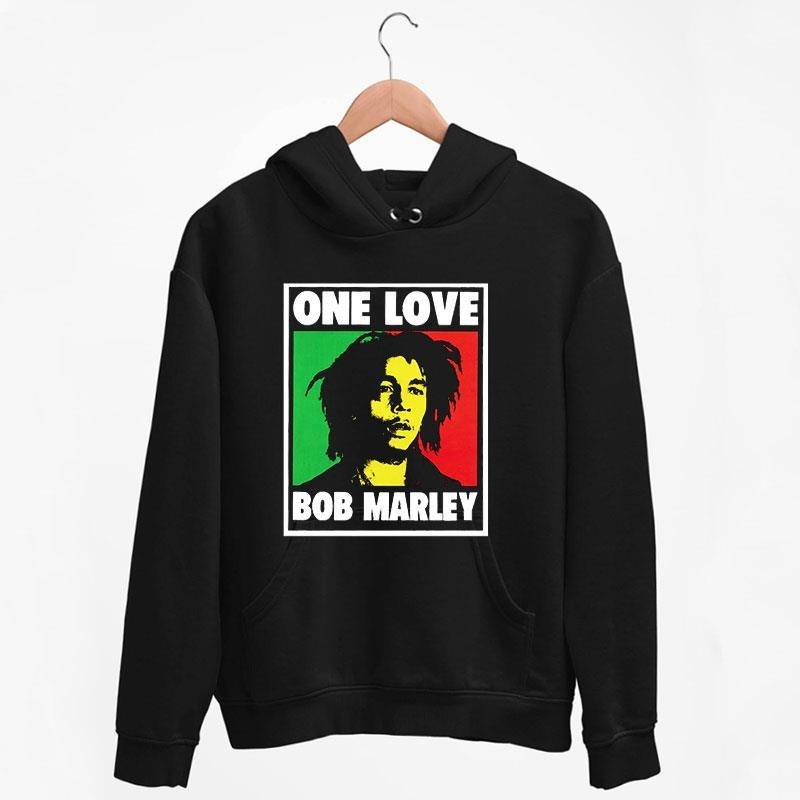 Black Hoodie Retro Bob Marley Smoking Rasta One Love T Shirt