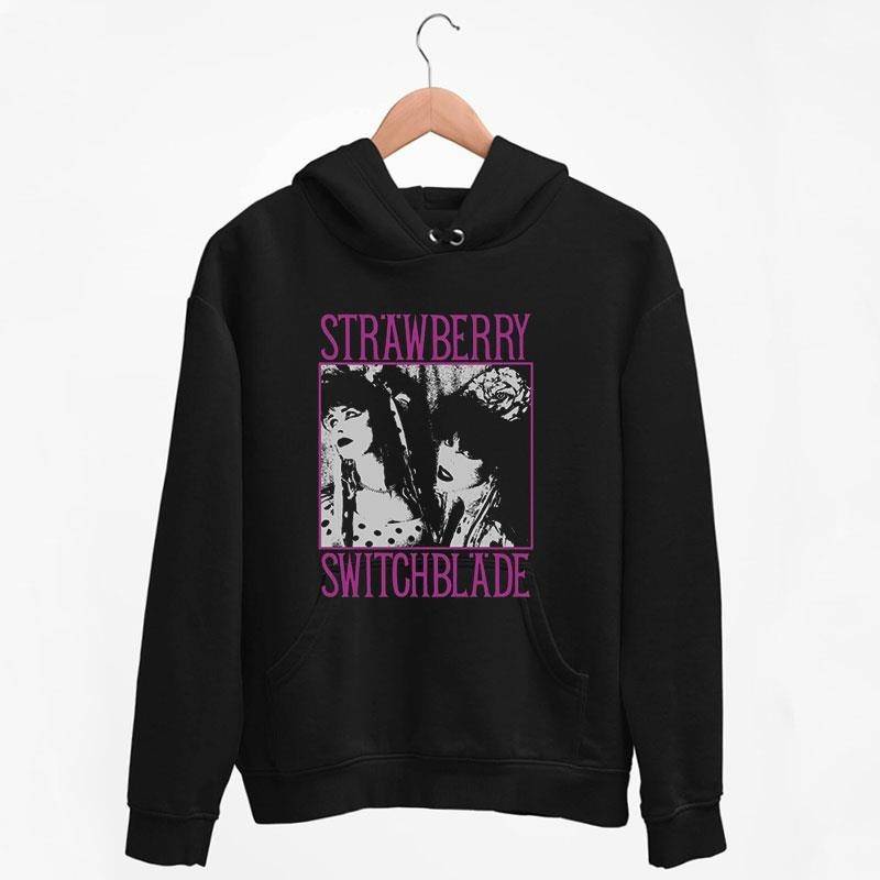 Black Hoodie Retro Vintage Strawberry Switchblade Band T Shirt